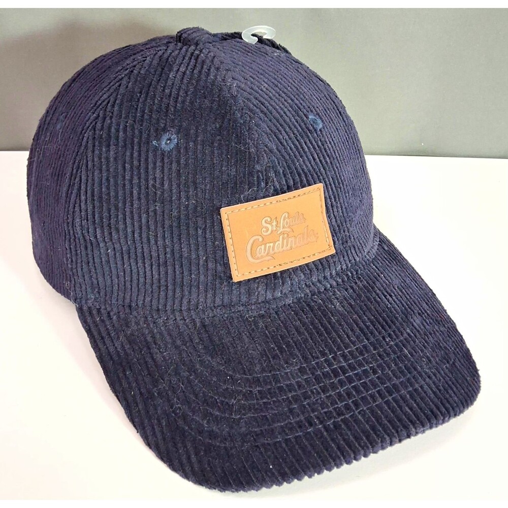 C.C Exclusives Navy Corduroy Baseball Cap Hat Leather Strapback NWOT Brandclub
